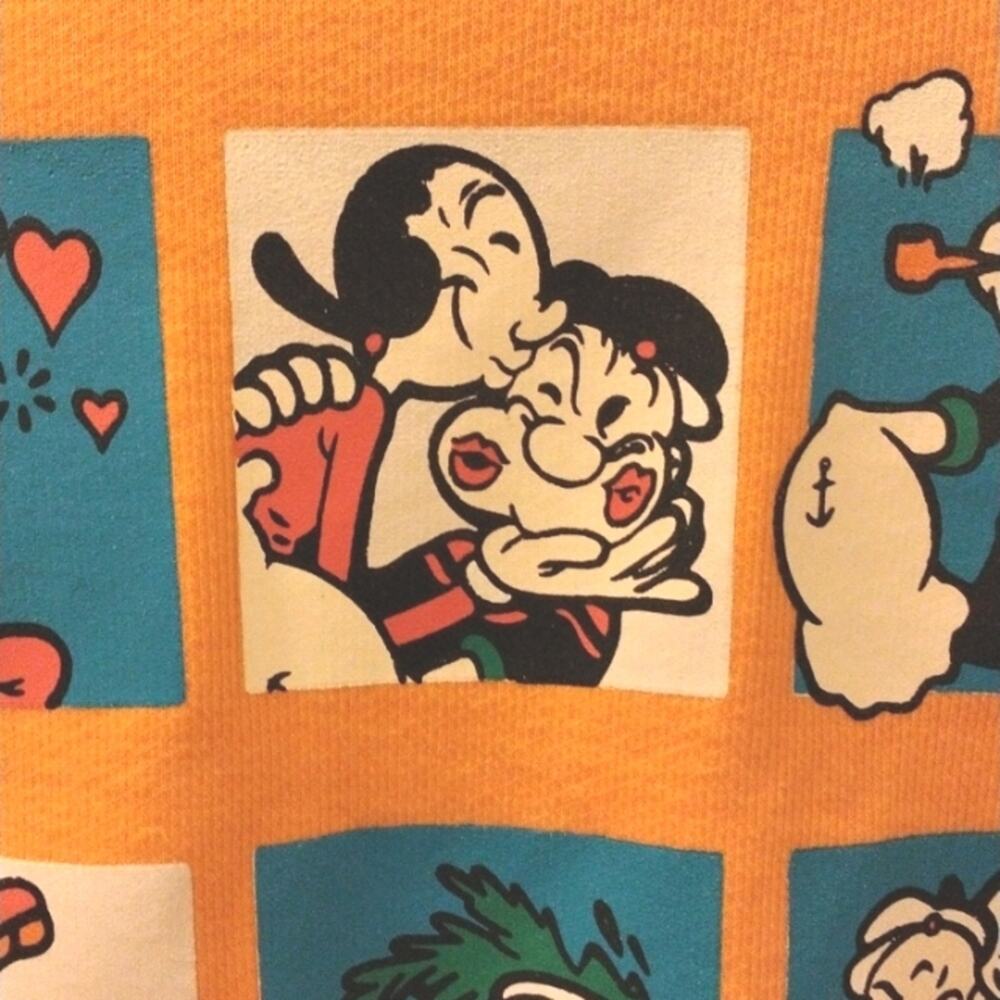 Y2K POPEYE Sweatshirt  Popeye The Sailor Women Sz S Tangerine Orange Preppy VNTG